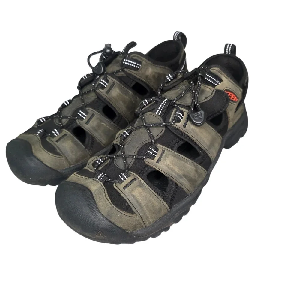 KEEN Targhee III Mens 9.5 Olive Green Waterproof Leather Hiking Sandals